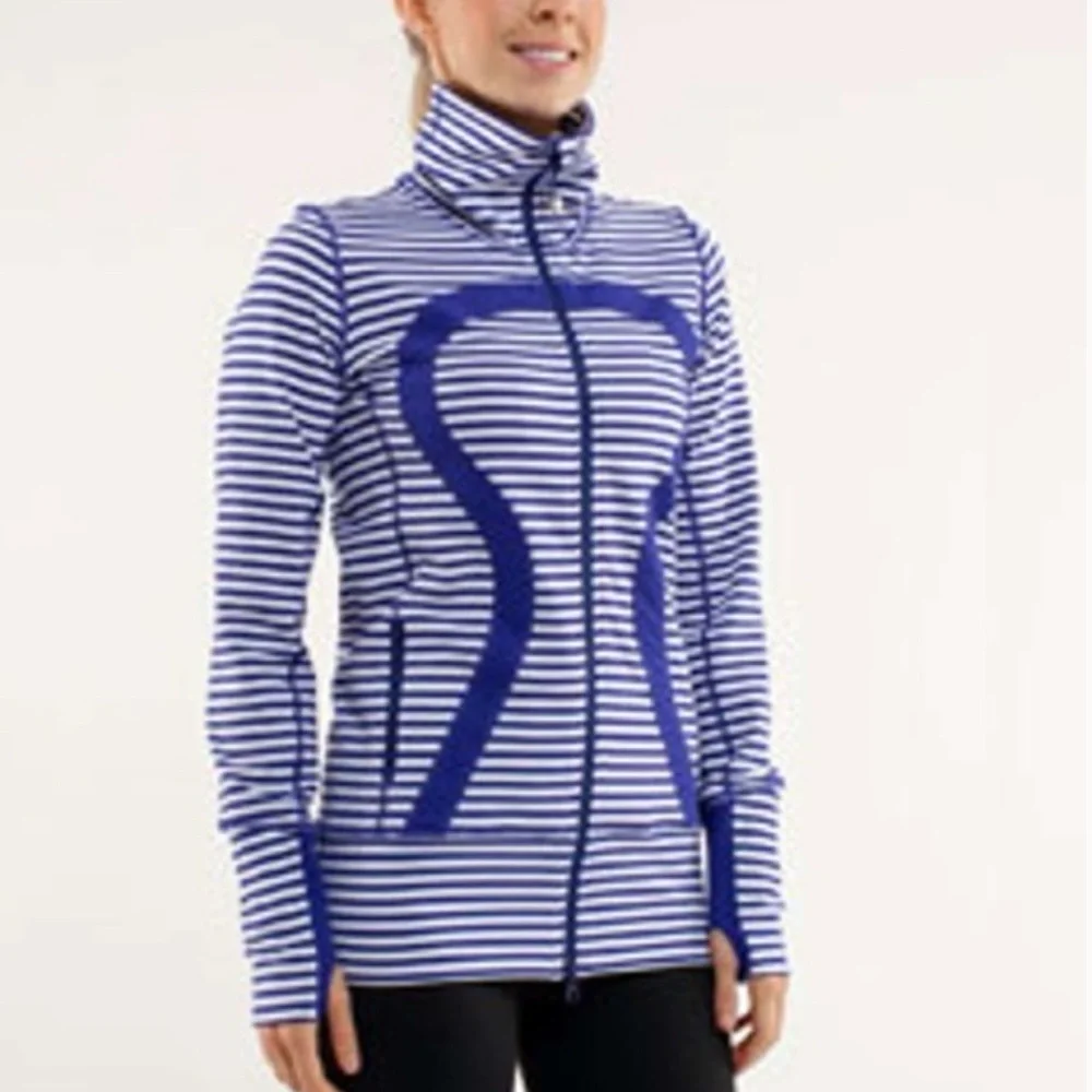 Lululemon In Stride Striped Zip Up Jacket 6 - Picture 1 of 16
